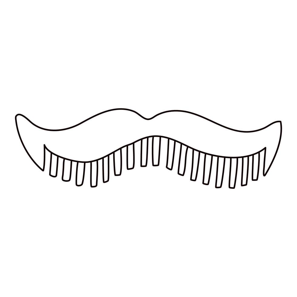 Beard comb in doodle style. Shape of a mustache Isolated outline. Hand drawn vector illustration in black ink on white background.