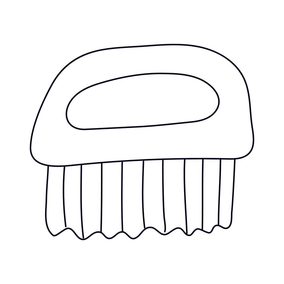 Beard brush in doodle style. Isolated outline. Hand drawn vector illustration in black ink on white background.