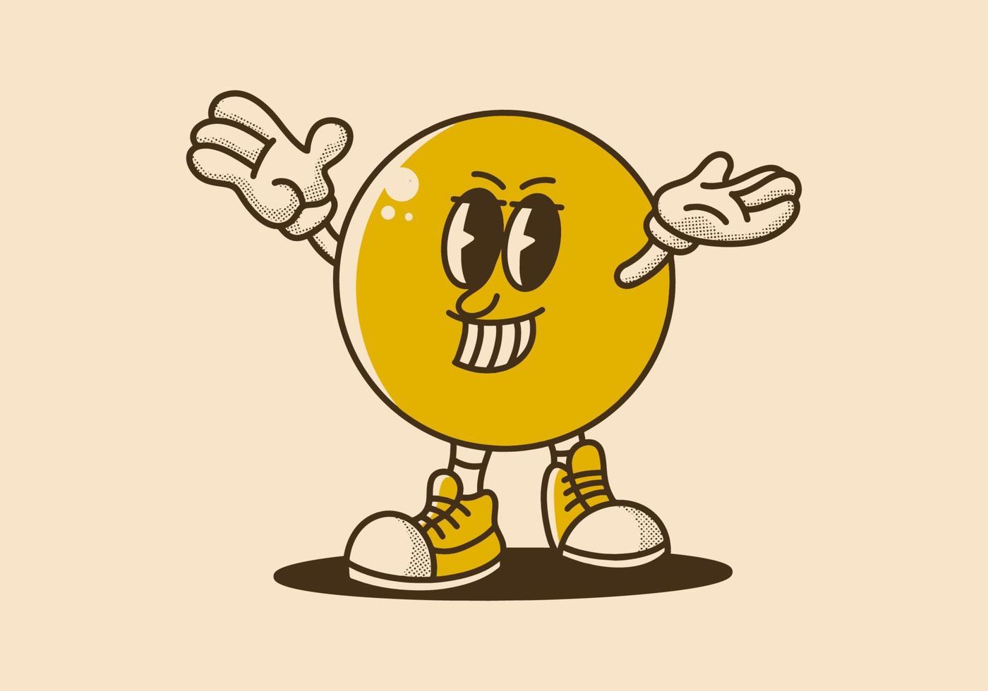 Yellow ball head mascot character design in vintage color vector