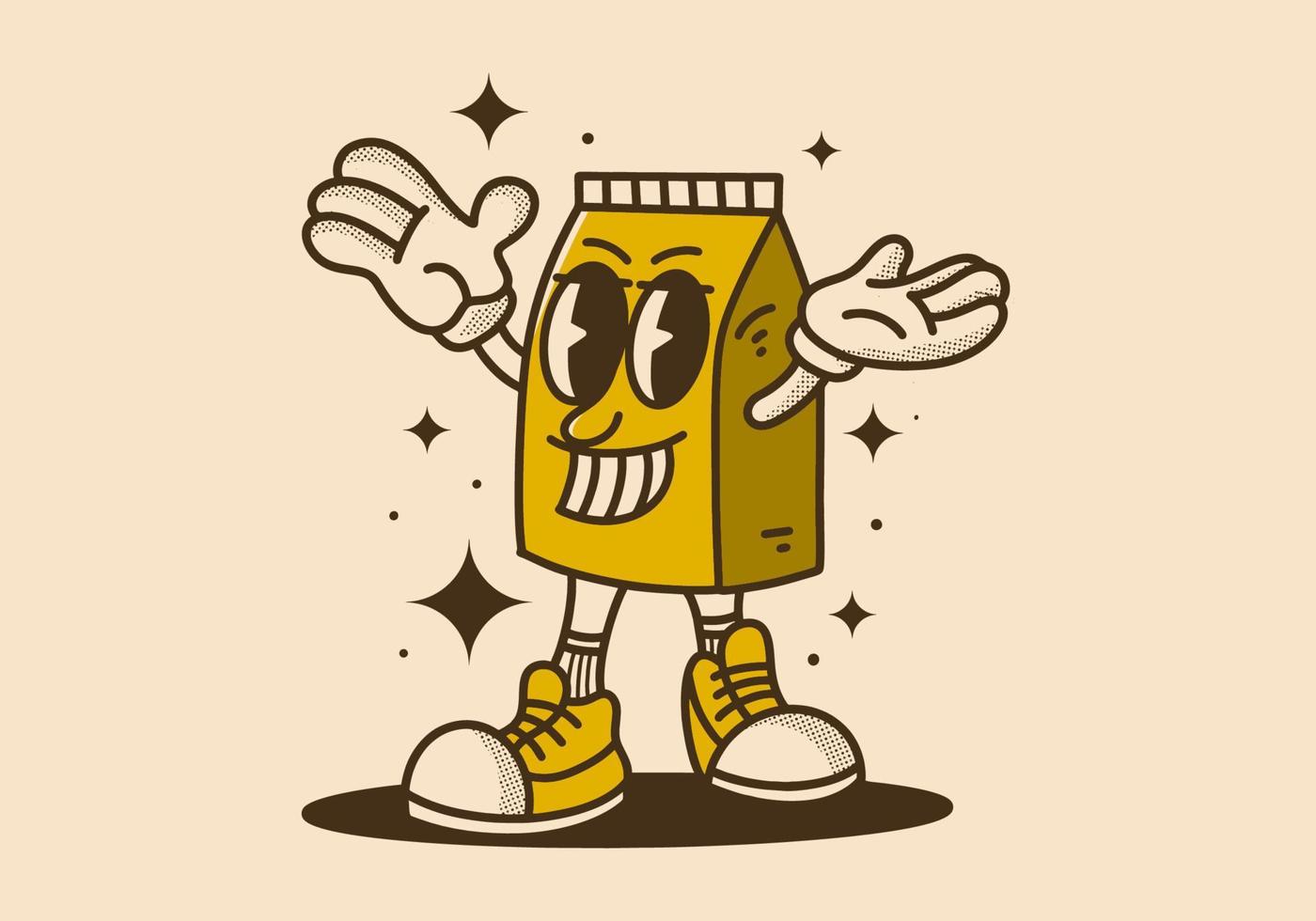 milk box mascot character design in vintage color vector