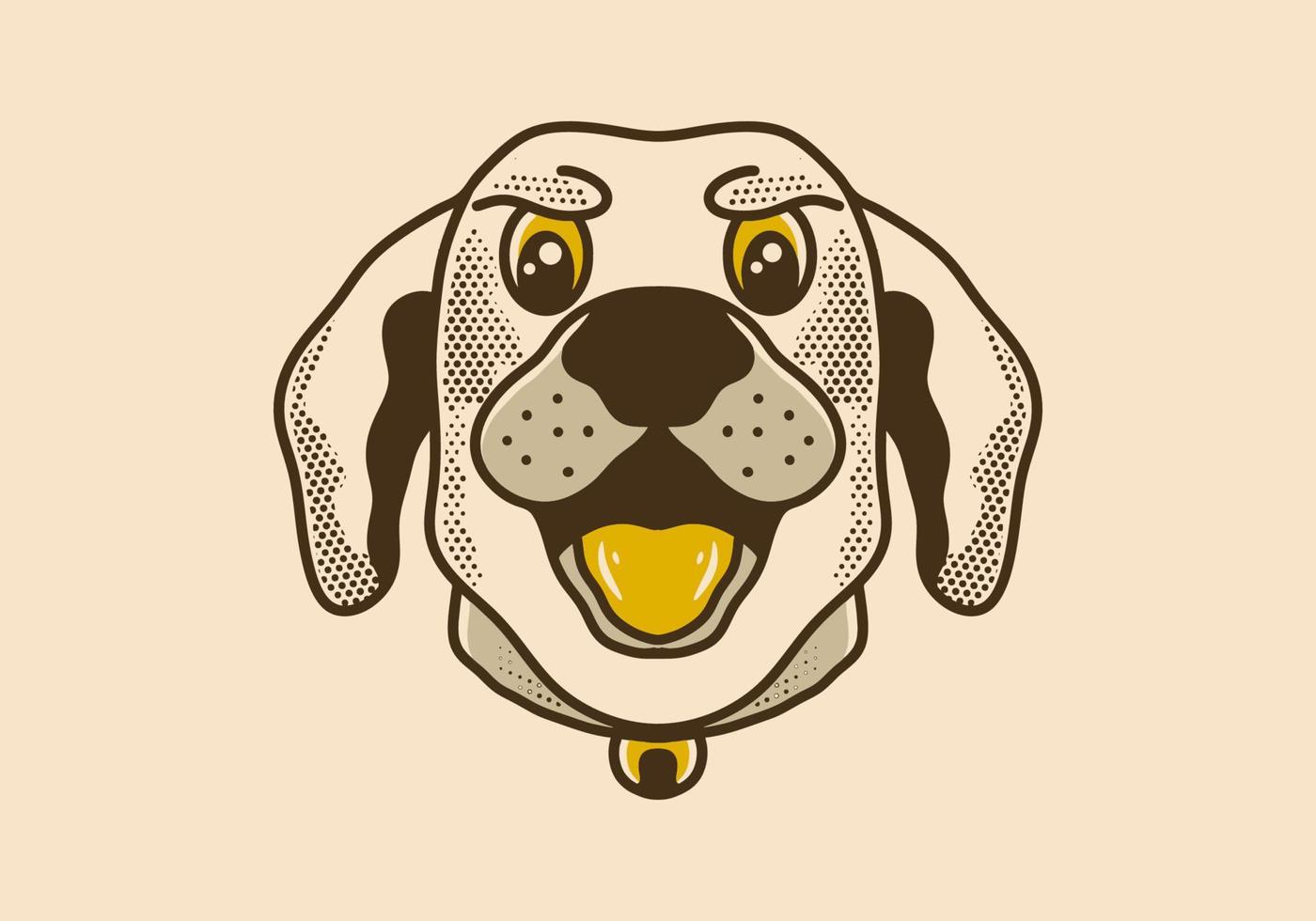 Vintage art illustration of dog head with open mouth vector