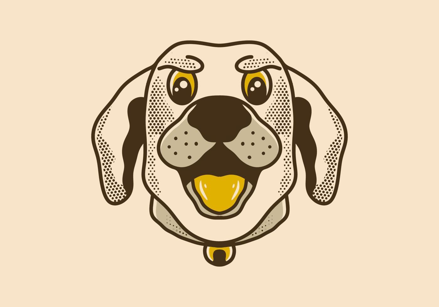 Vintage art illustration of dog head with open mouth vector