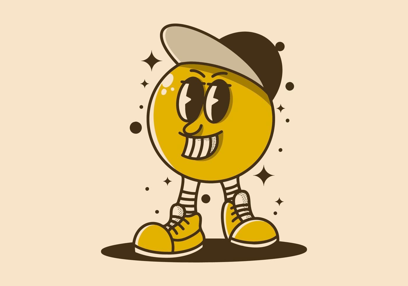 Vintage mascot character of ball head character with happy face vector