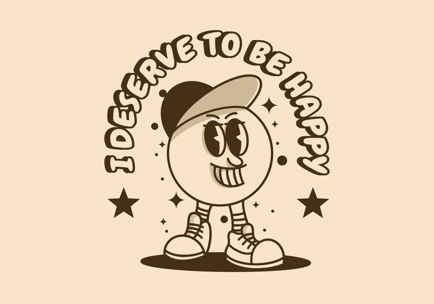 Vintage mascot character of ball head character with happy face vector