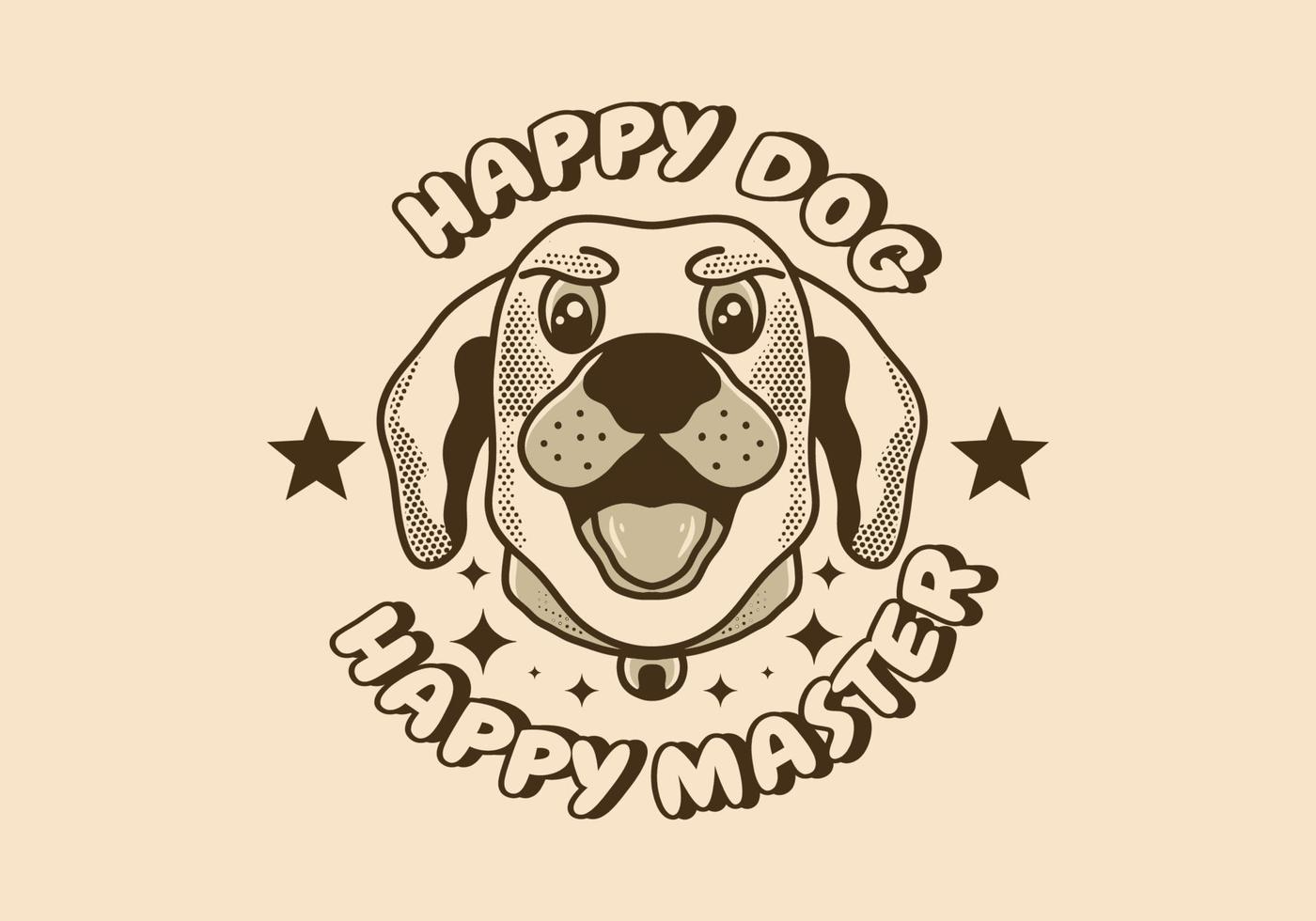 Vintage art illustration of dog head with open mouth vector