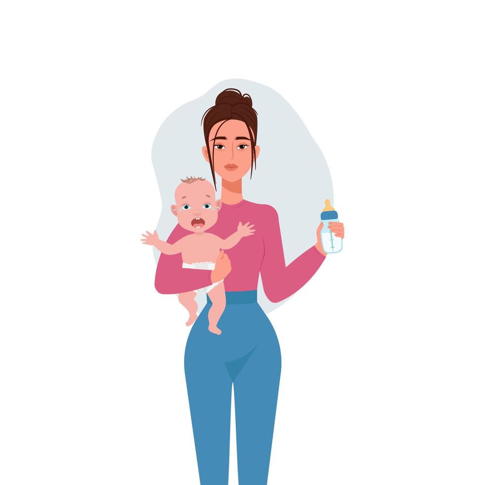 cansado mujer prepara alimento, rutina y tareas del hogar de un ama de casa. vector ilustración en plano estilo