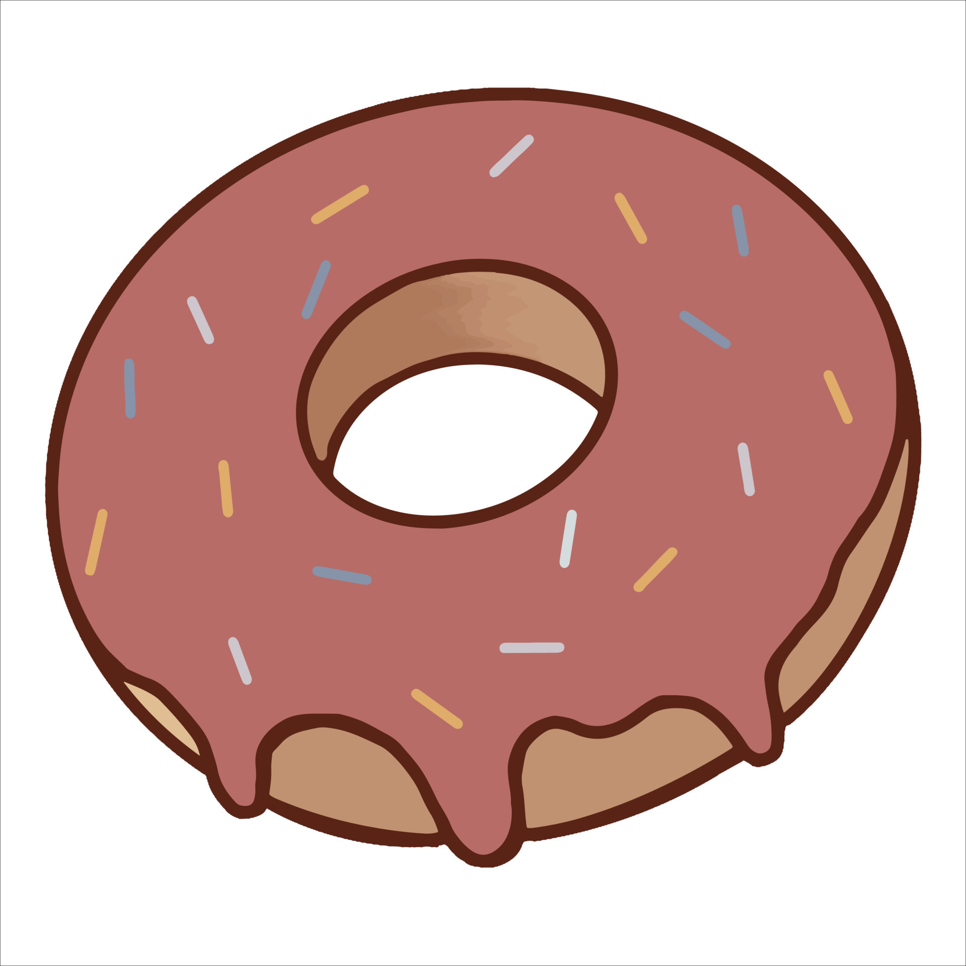 Sweet donuts with pink frosting. Vector illustration of the donut icon. Strawberry soft ice