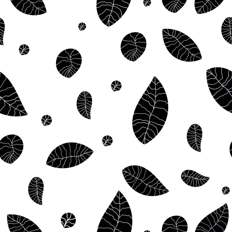 Wallpaper with flowers and leaves. Amazing background with black and white leaves for textiles. Pattern for design. vector