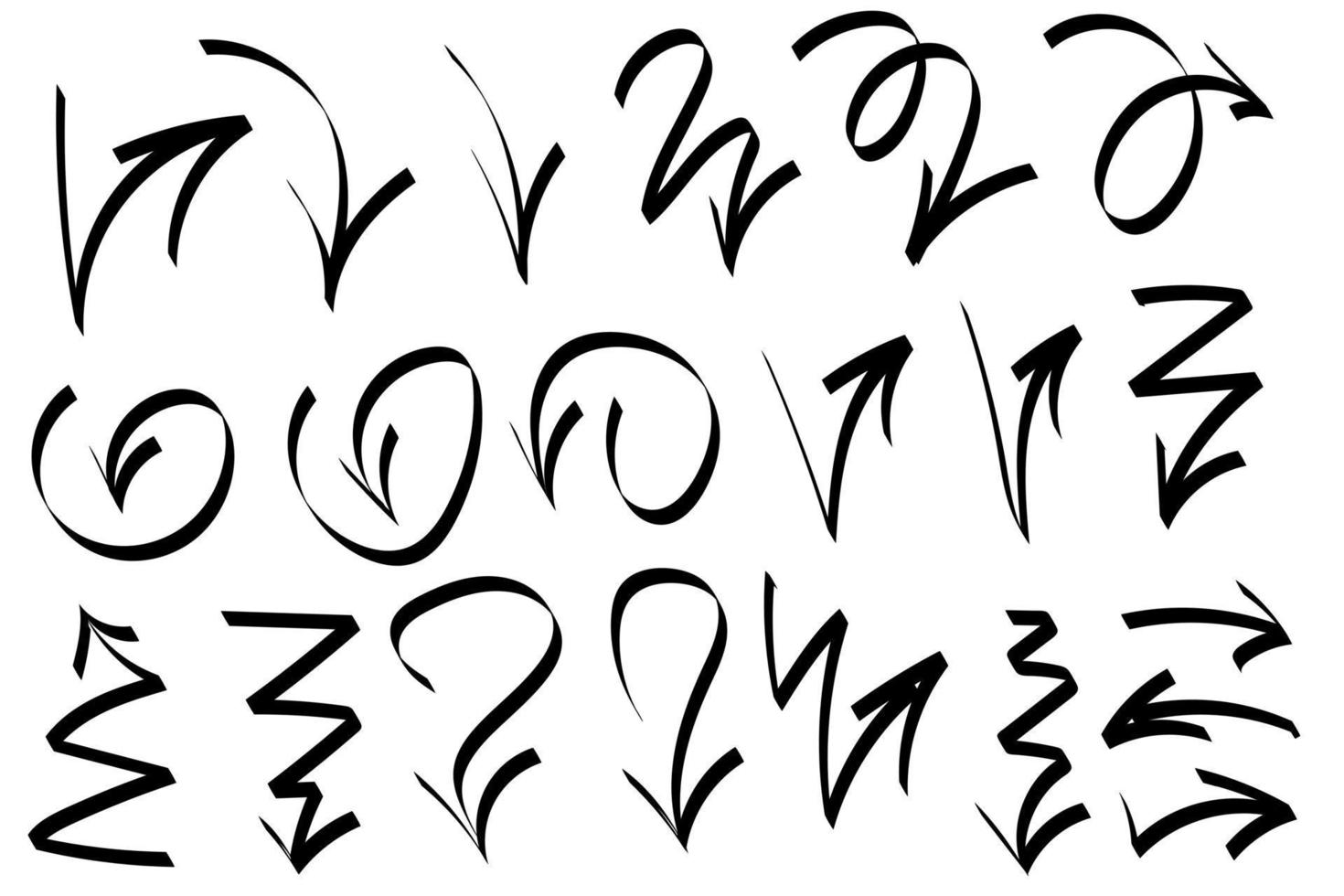Vector pointers and arrows, grunge brush strokes