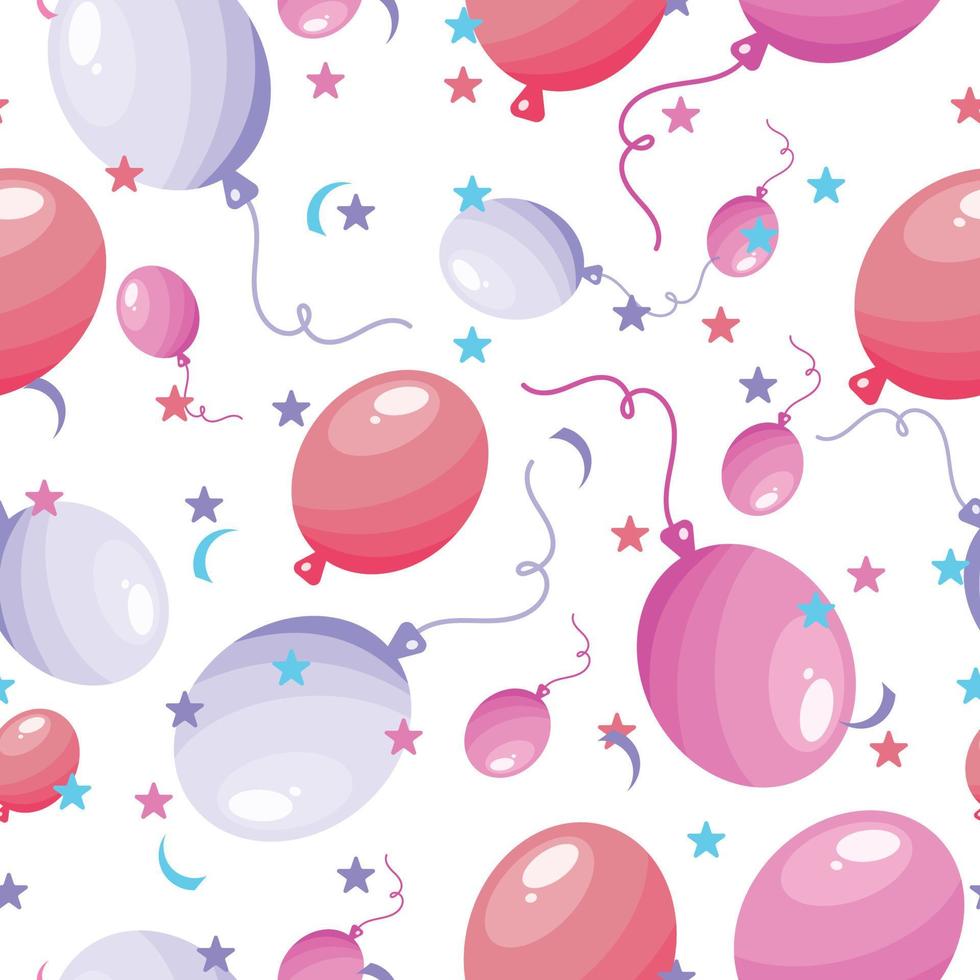 Vector festive seamless pattern with colorful balloons. Abstract background. The design concept of birthday greeting cards, holiday decorations, gift cards.