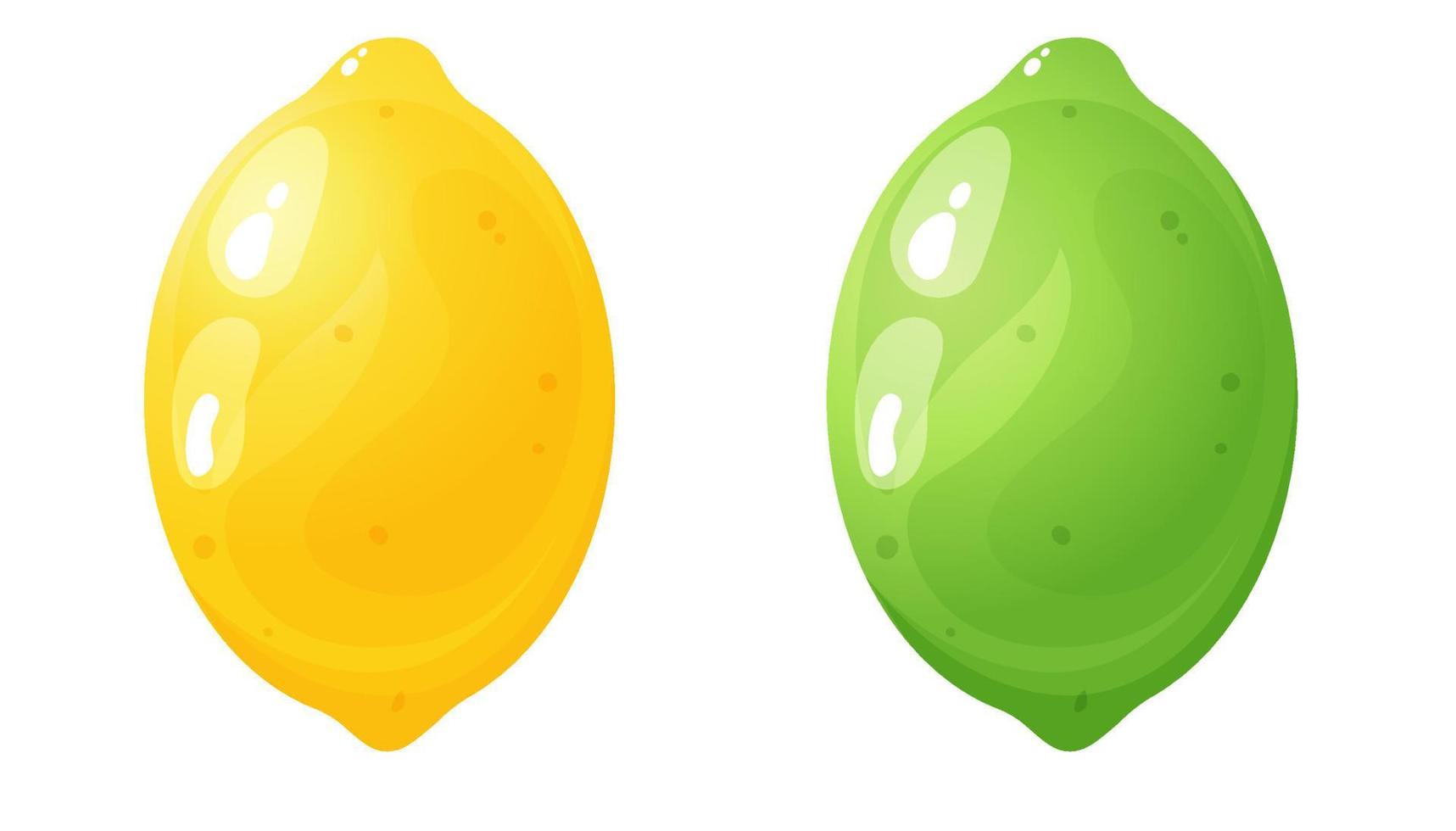 Lime and lemon cartoon style vector illustration. Game interface design elements.