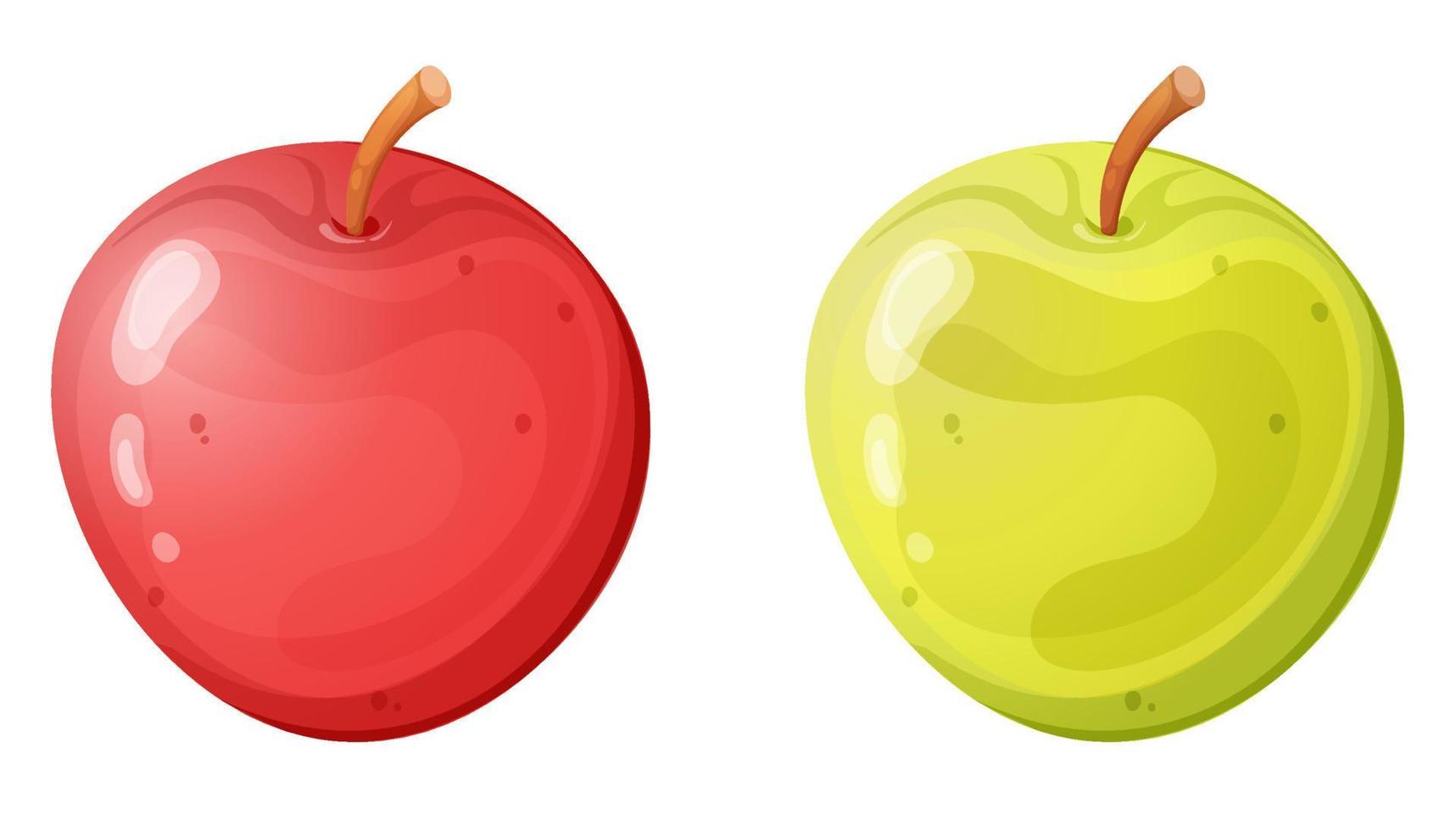 Two color apples cartoon style vector illustration. Game ui design elements.