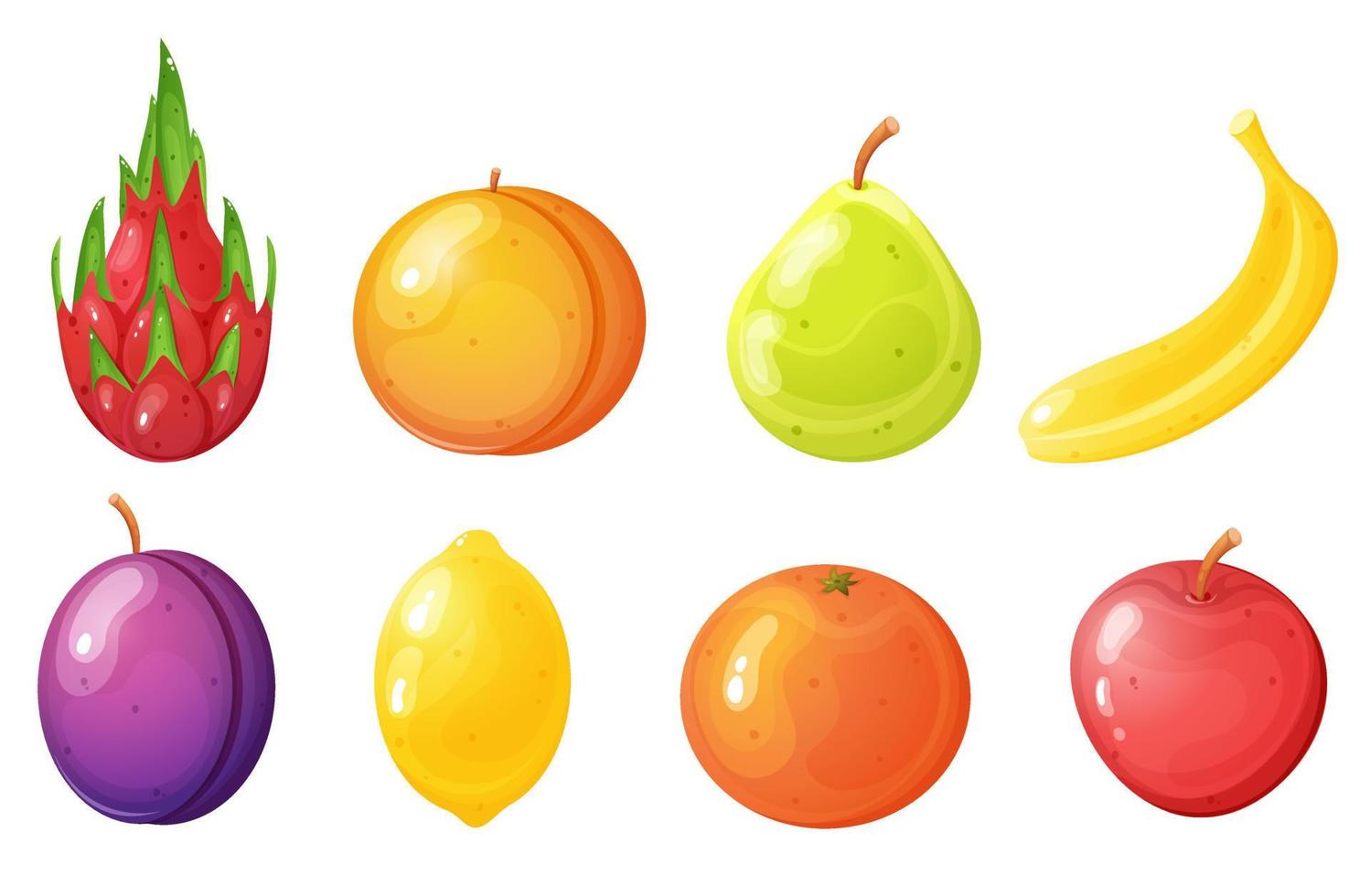 Cartoon style different fruits set. Game interface elements. Casino slot icons. vector