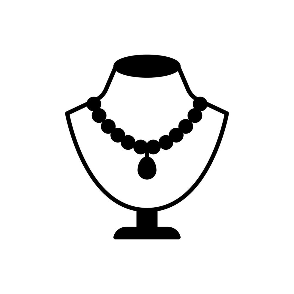 A pearl-like gem necklace icon with a pendant is displayed on the mannequin vector