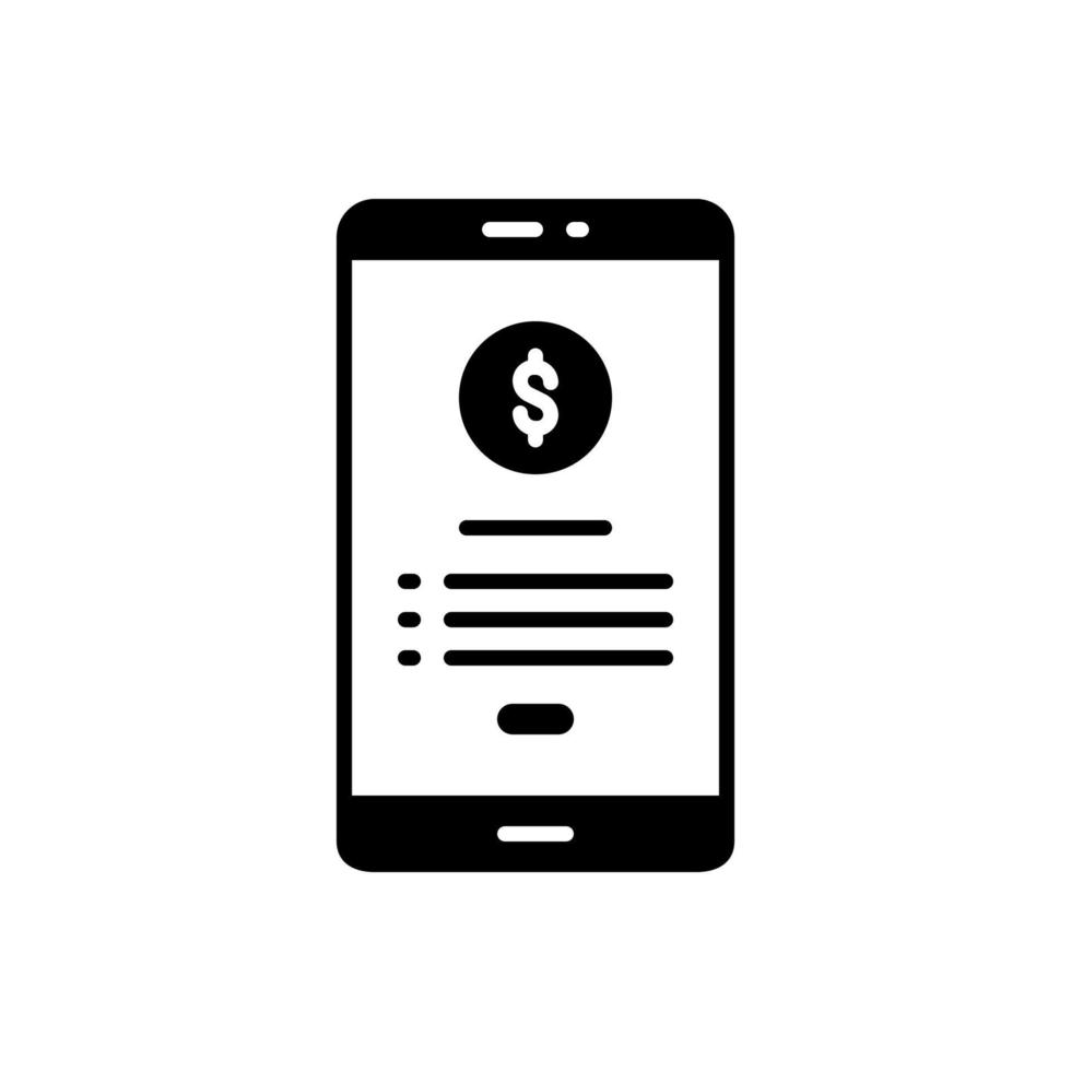 Mobile payment app billing page icon on smartphone vector