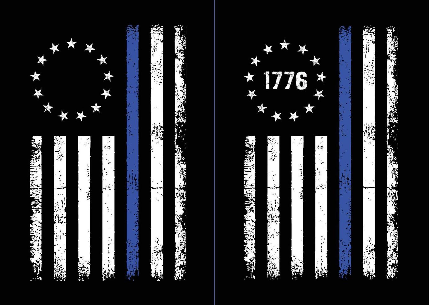 Thin Blue Line 1776 Betsy Ross Flag vector