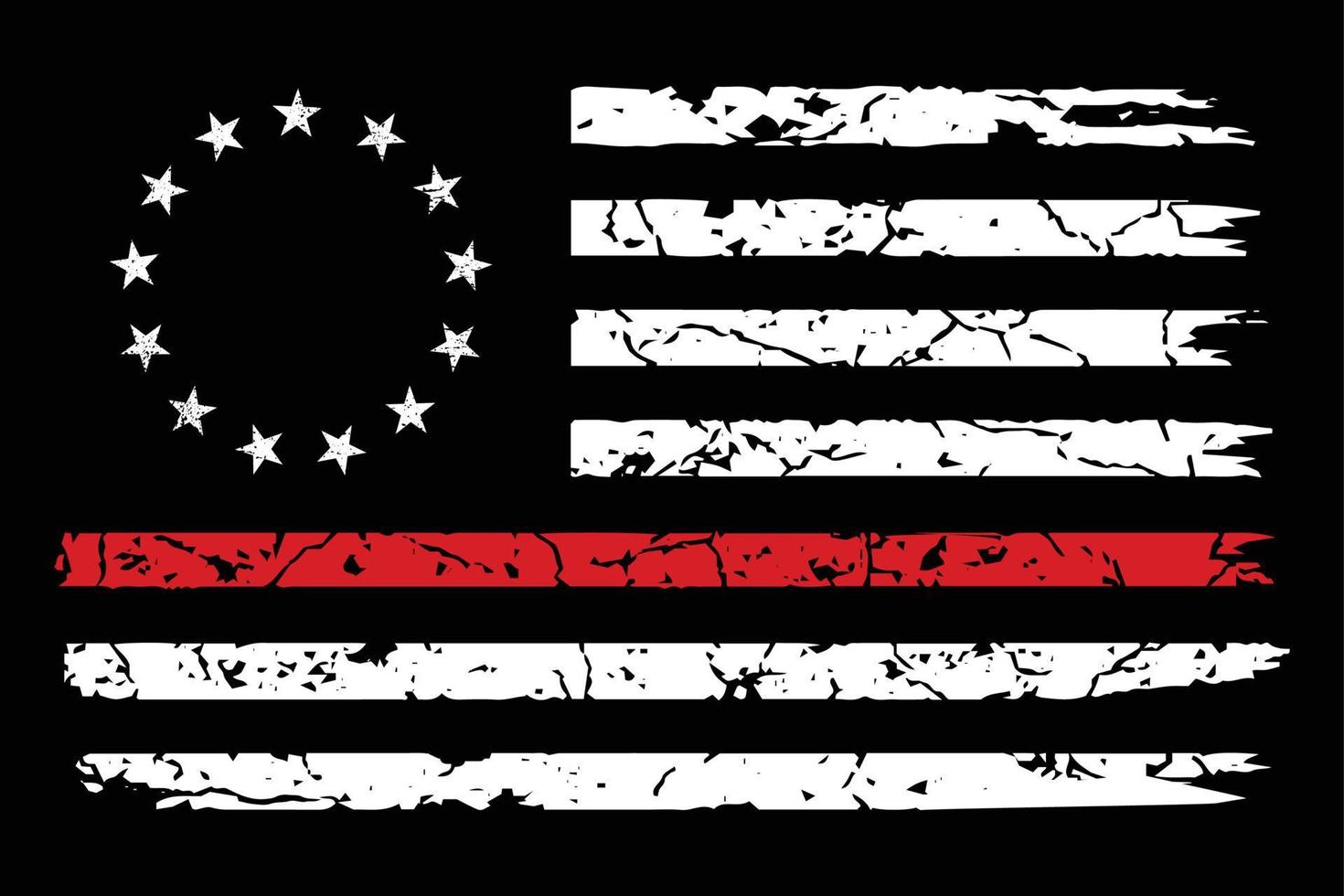 Thin Red Line Betsy Ross Flag Design vector