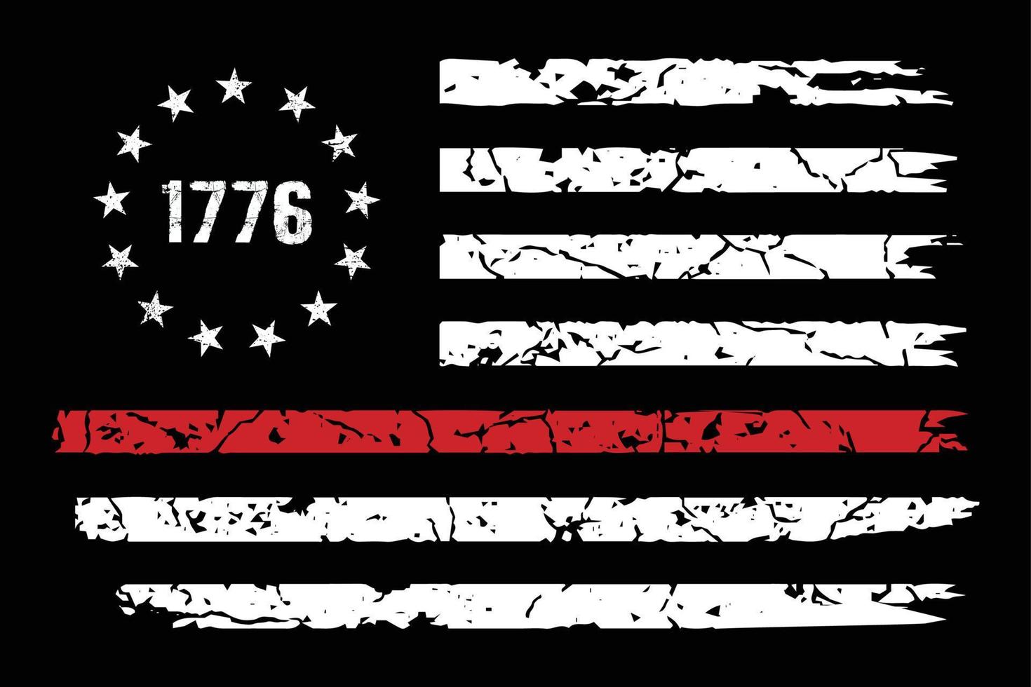 Delgado rojo línea 1776 betsy Ross bandera diseño vector