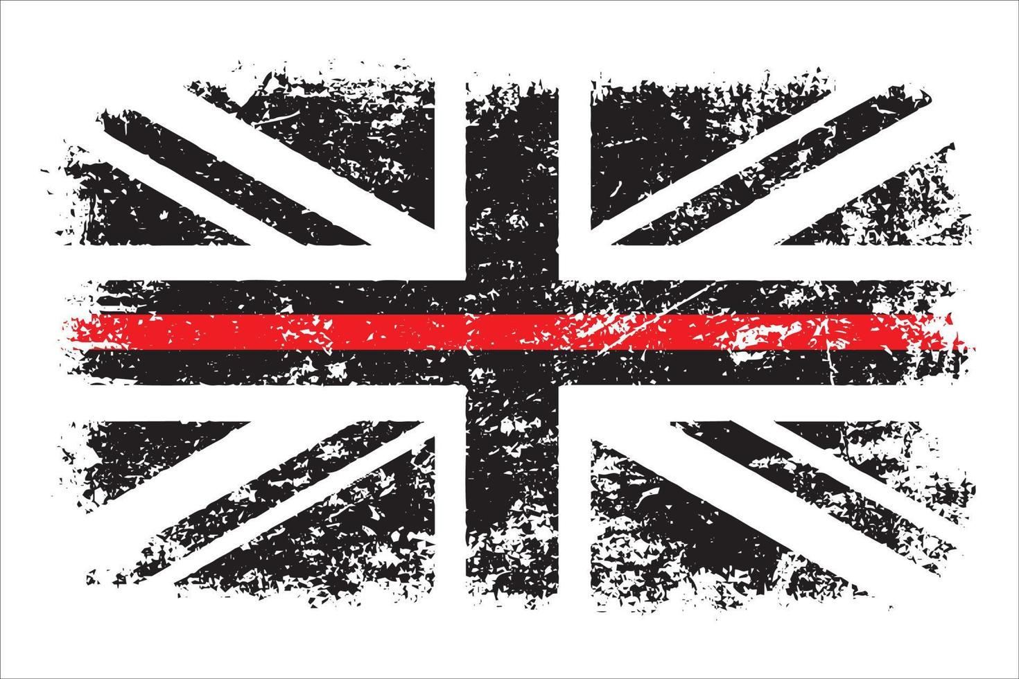 Delgado rojo línea fuego brigada Unión Jack Reino Unido bandera fuego Servicio diseño vector