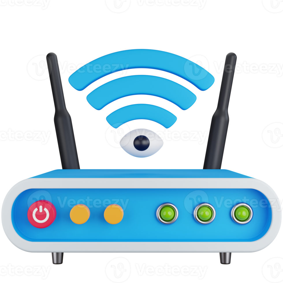 3d icône illustration Wifi routeur avec yeux png