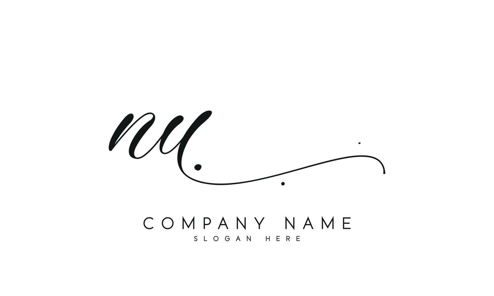 Handwriting signature style letter nu n u ylogo design in white background. pro vector. vector