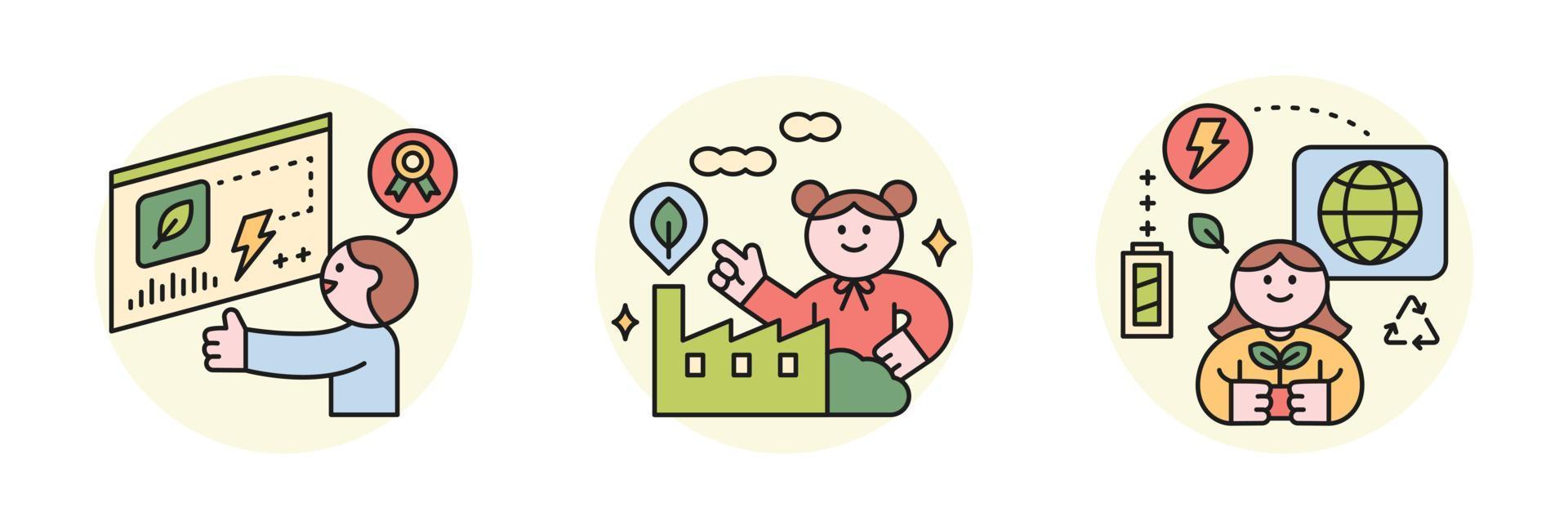 Activities for environmental protection. Environmentally conscious companies and global issues. and energy management. vector