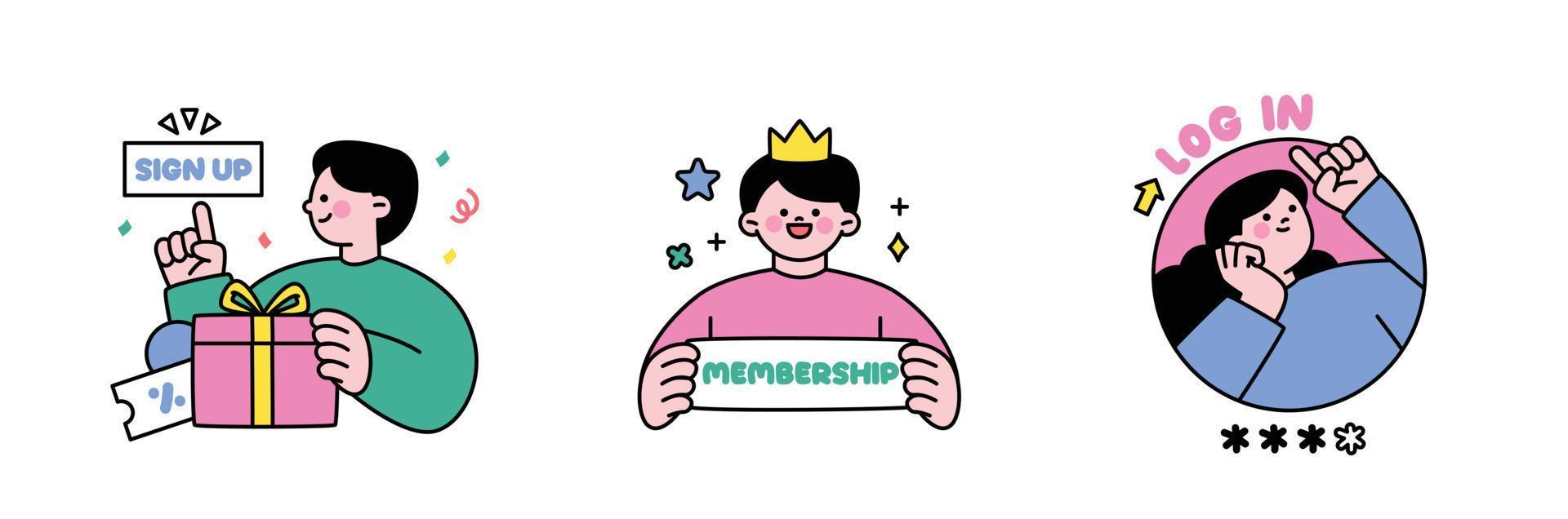 people are shopping. Online e-commerce. Sign in, membership, and login. vector