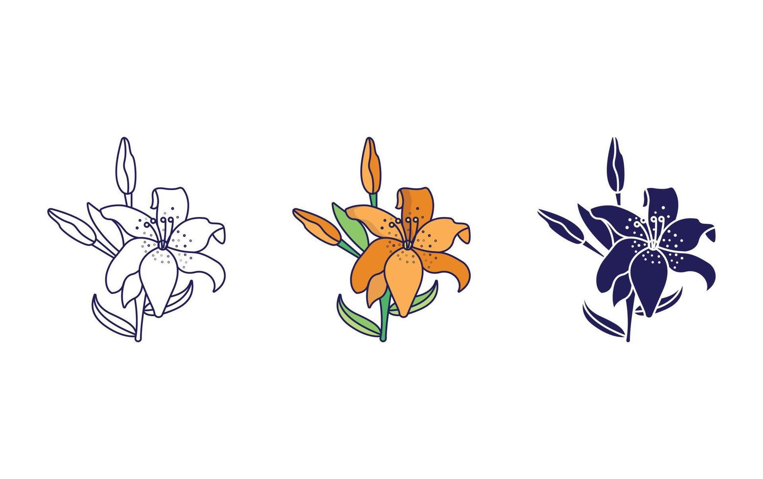tiger lily flower vector icon