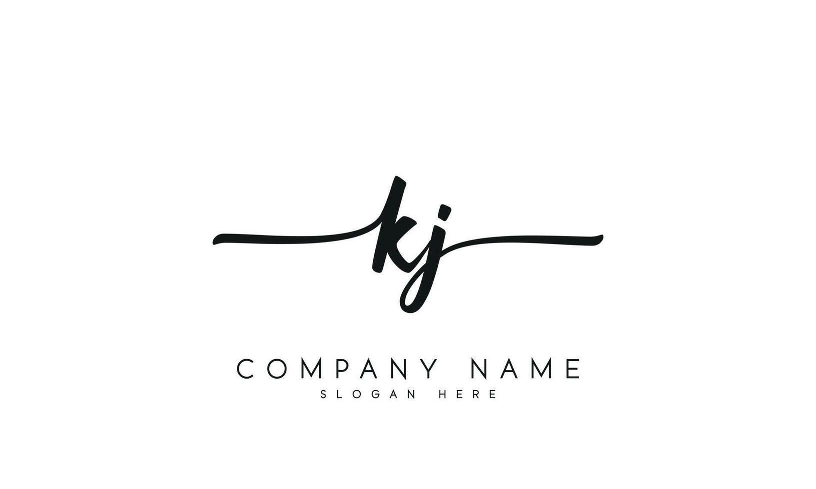 Handwriting signature style letter kj logo design in white background