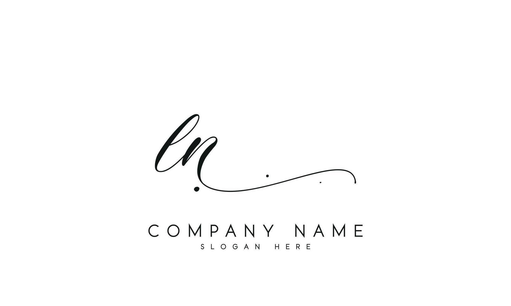 Handwriting signature style letter LN L N logo design in white background. Pro vector