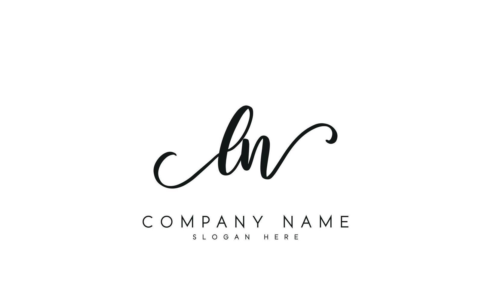 Handwriting signature style letter LN L N logo design in white background. Pro vector