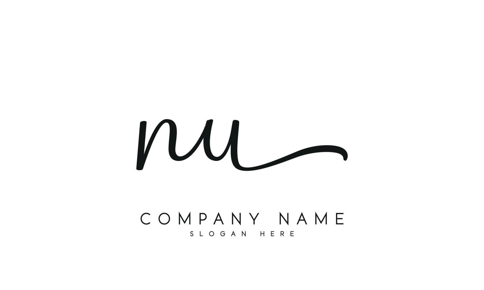 Handwriting signature style letter nu n u ylogo design in white background. pro vector. vector