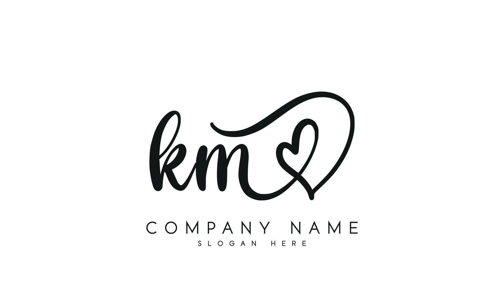 Handwriting signature style letter km logo design in white background. pro vector. vector
