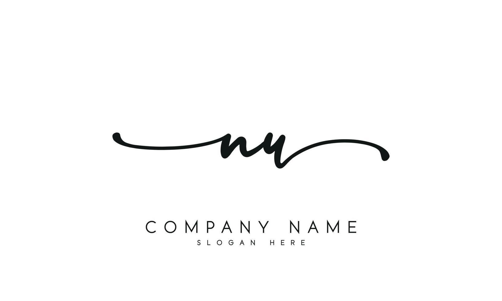 Handwriting signature style letter nu n u ylogo design in white background. pro vector. vector