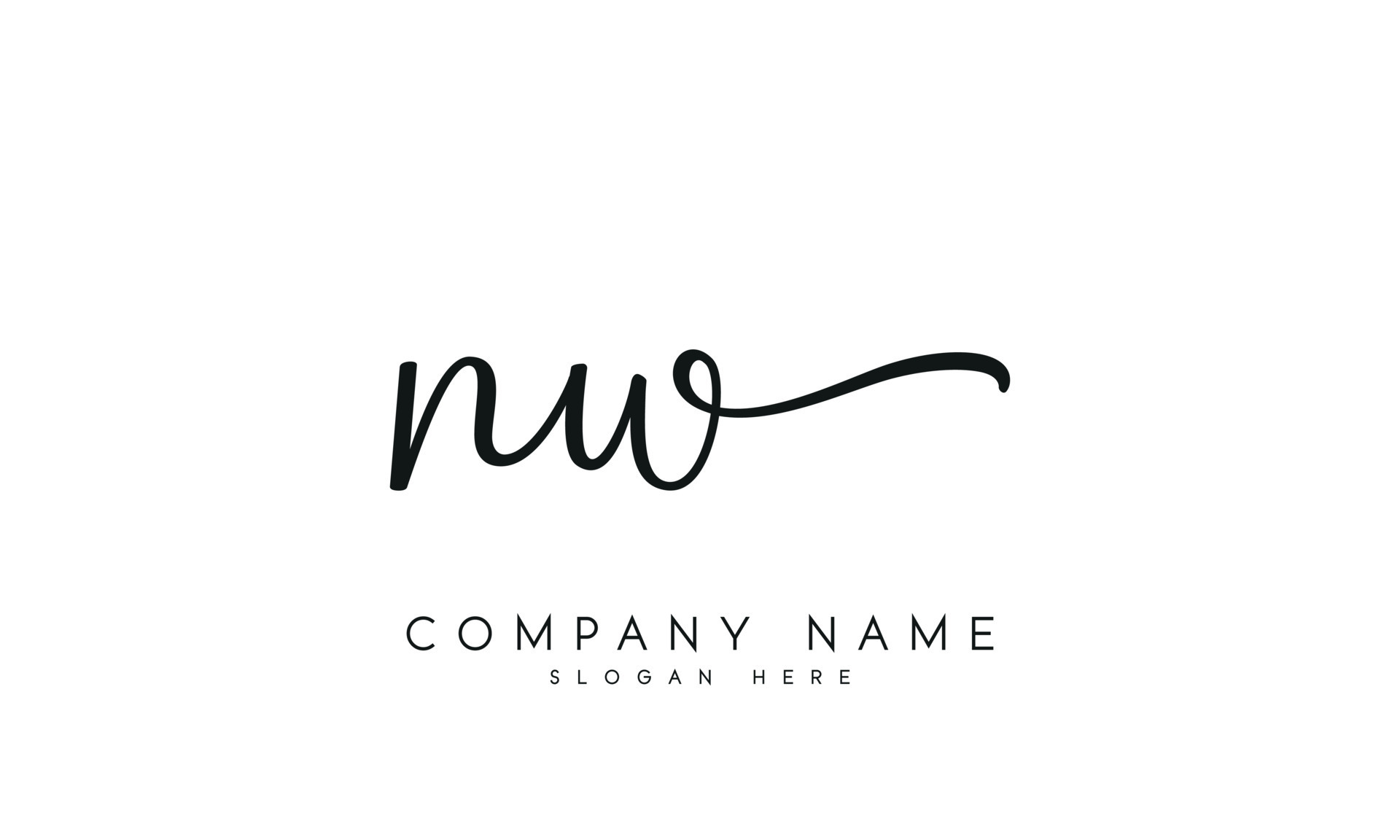 Handwriting signature style letter nw n w ylogo design in white ...