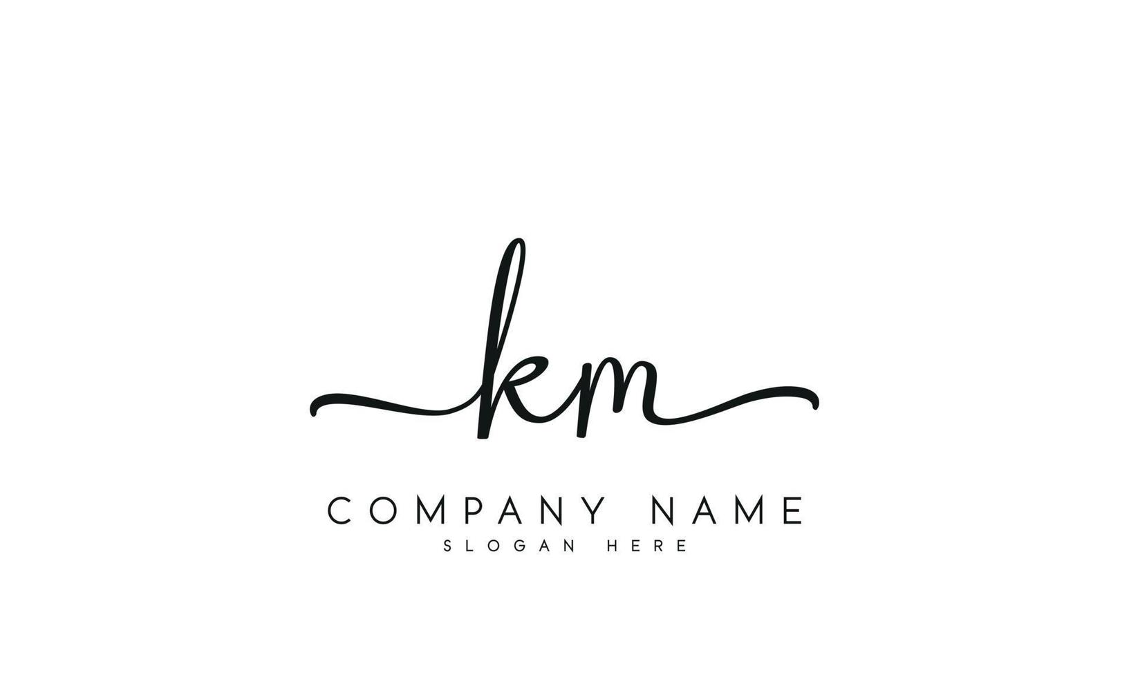 Handwriting signature style letter km logo design in white background. pro vector. vector