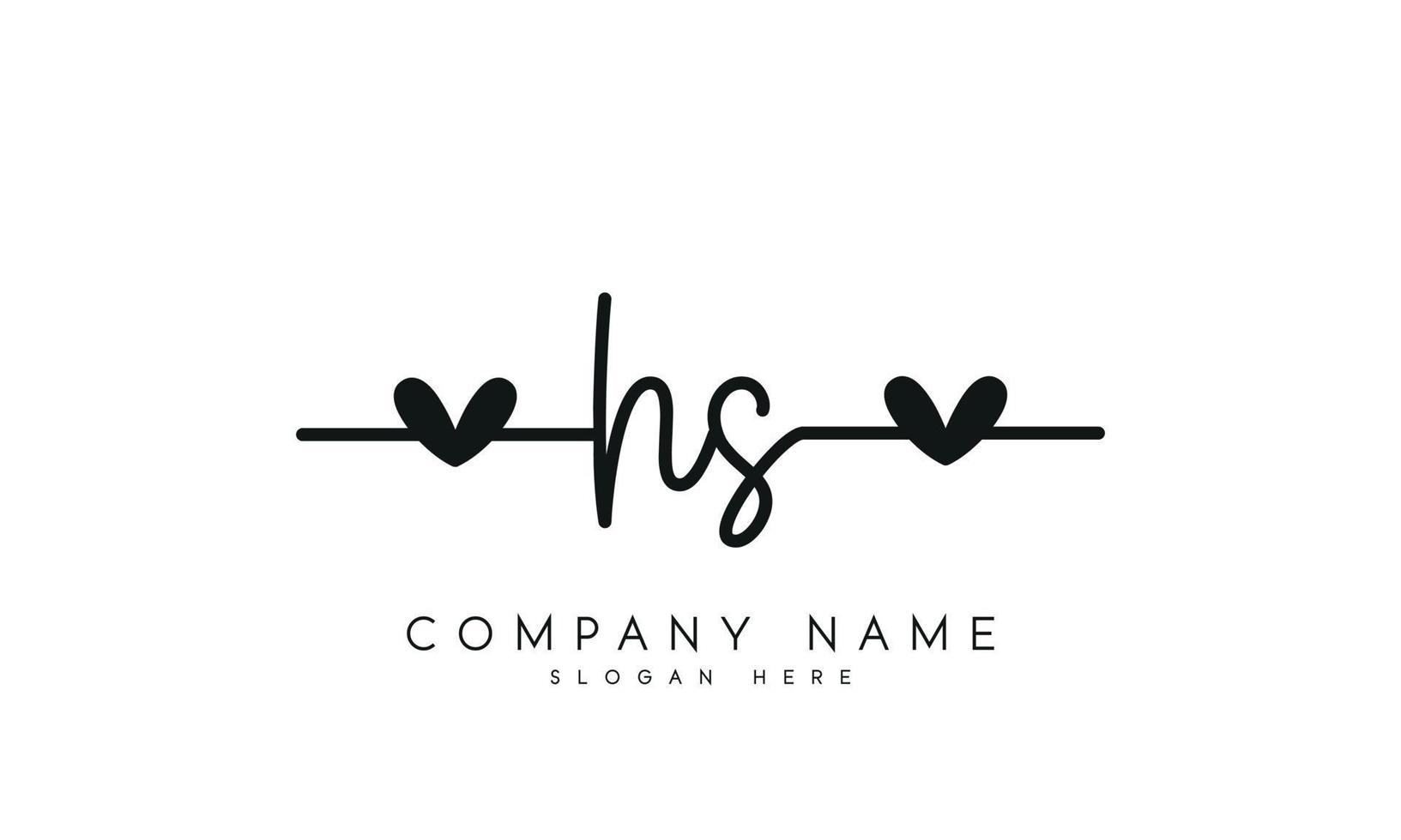 Handwriting signature style letter HS H S logo design in white background. Pro vector