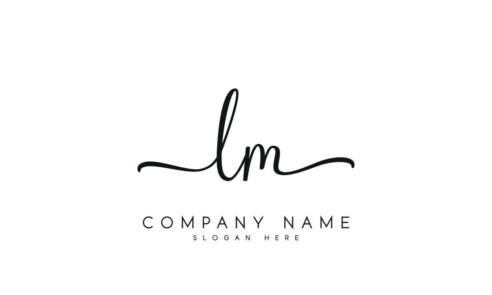 Handwriting signature style letter lm l m logo design in white background. pro vector