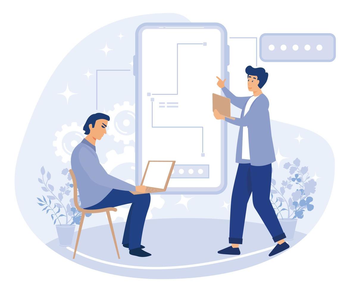 Career in IT concept, Mobile app development courses, business frameworks, flat vector modern illustration