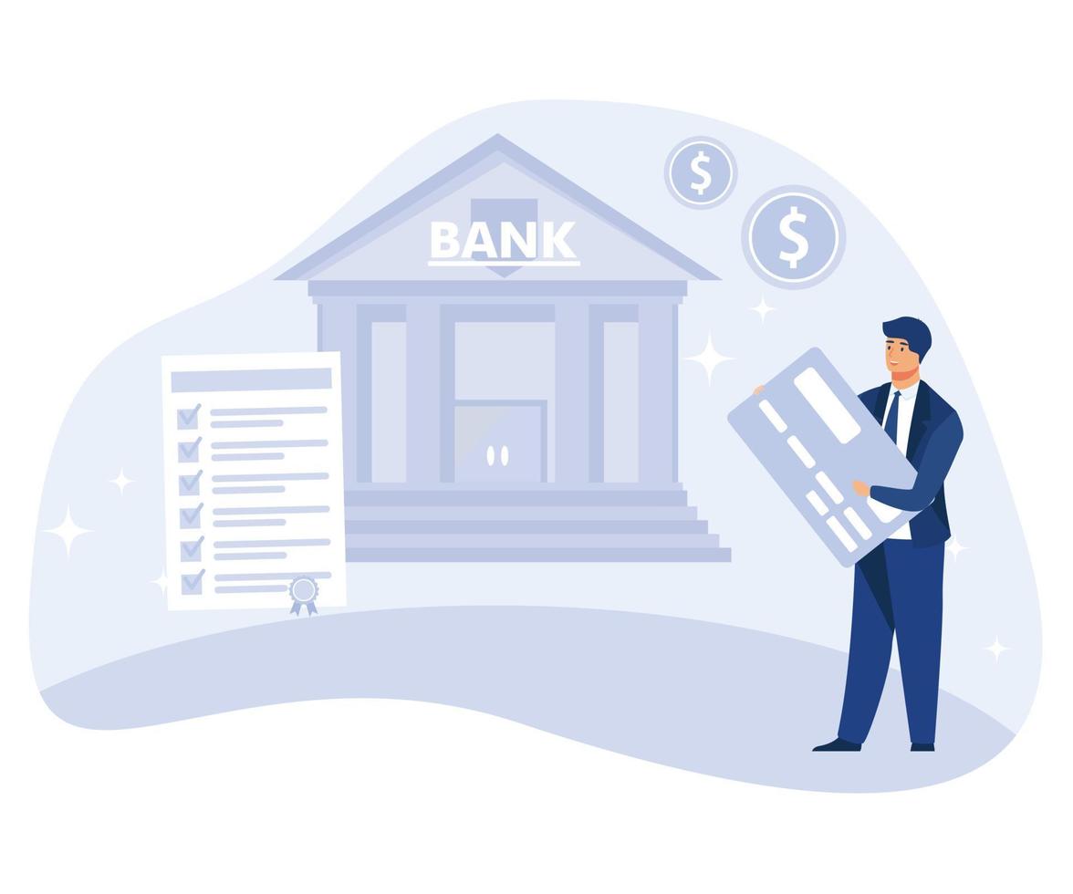 Financial software concept, banking operations, check out transaction, flat vector modern illustration