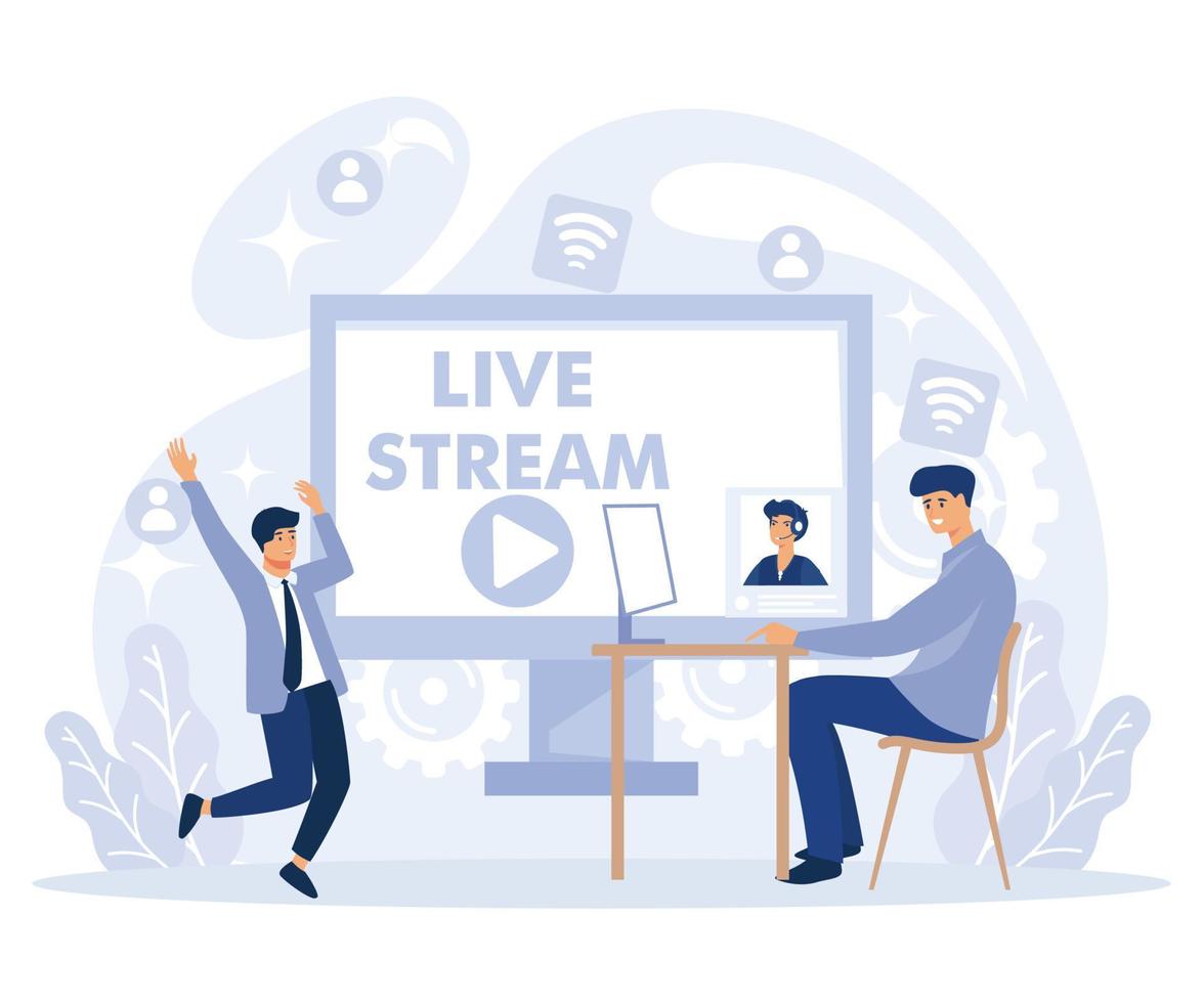 Live streaming concept. Online video chat. flat vector modern illustration