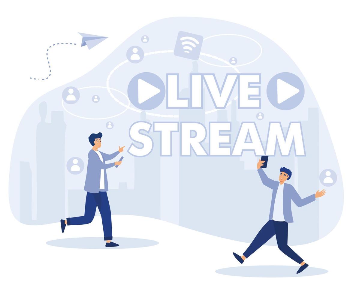 Live streaming concept. Online video chat. flat vector modern illustration
