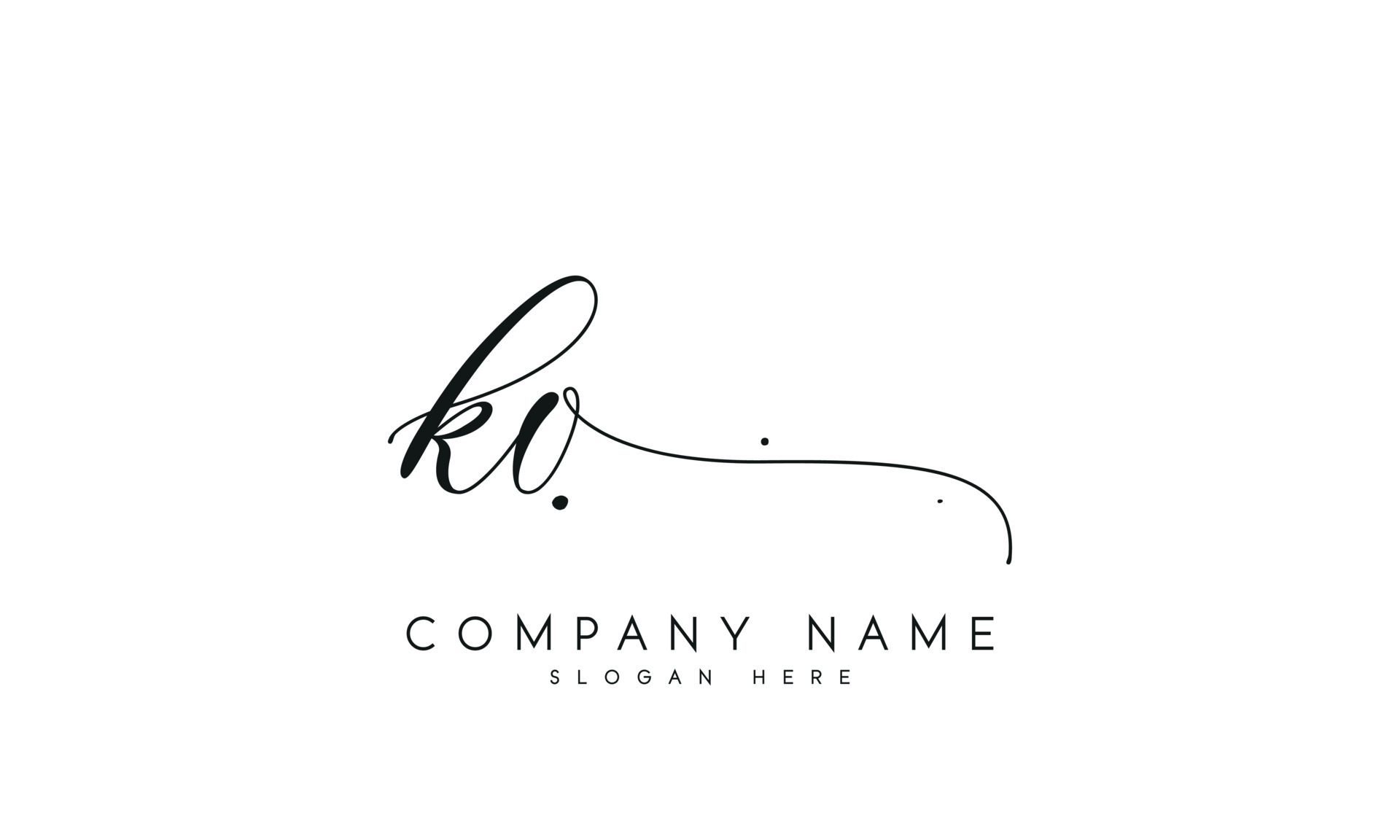 Handwriting signature style letter ku logo design in white background