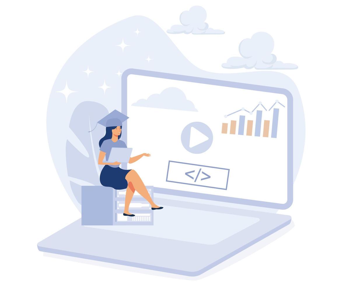 IT education concept, frontend and backend certification, computing, flat vector modern illustration