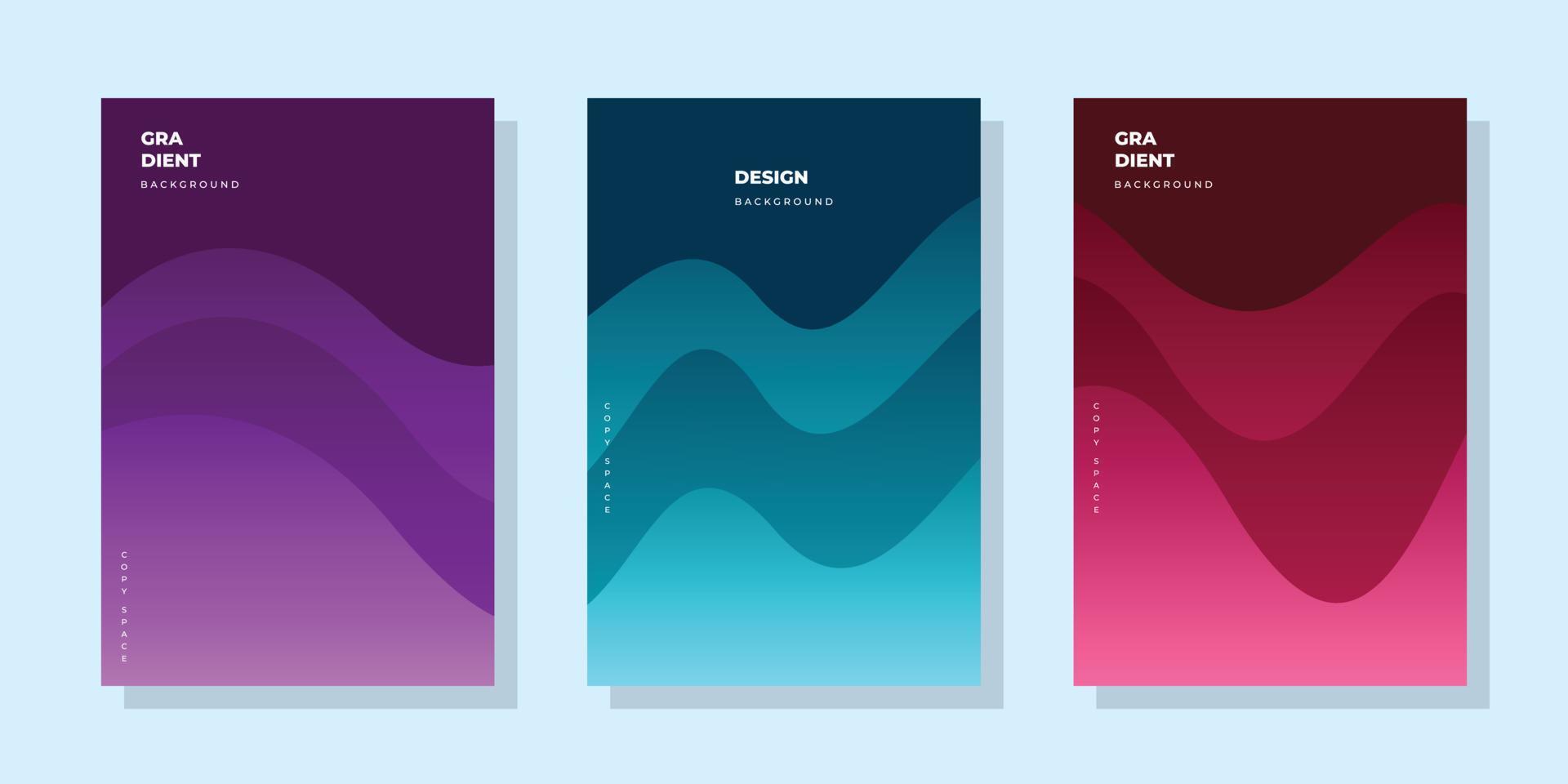Colorful wavy fluid background template set copy space for poster, banner, brochure, flyer, leaflet, landing page, or pamphlet vector