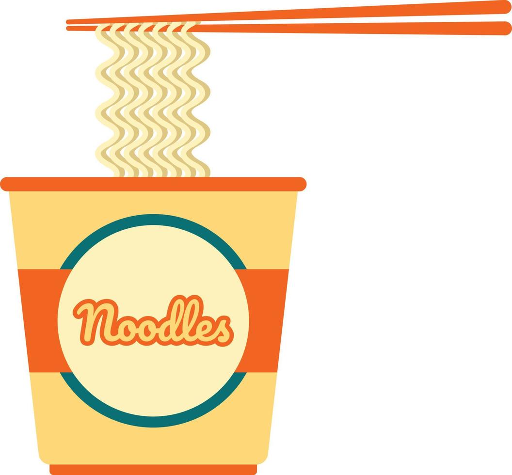 Cup noodle with chopsticks flat vector illustration. Instant noodle vector design.