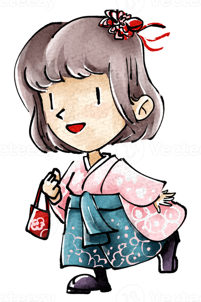 Children cartoon character PNG illustration chalk style