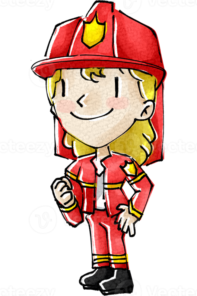 Children cartoon character officer PNG illustration chalk and watercolor style