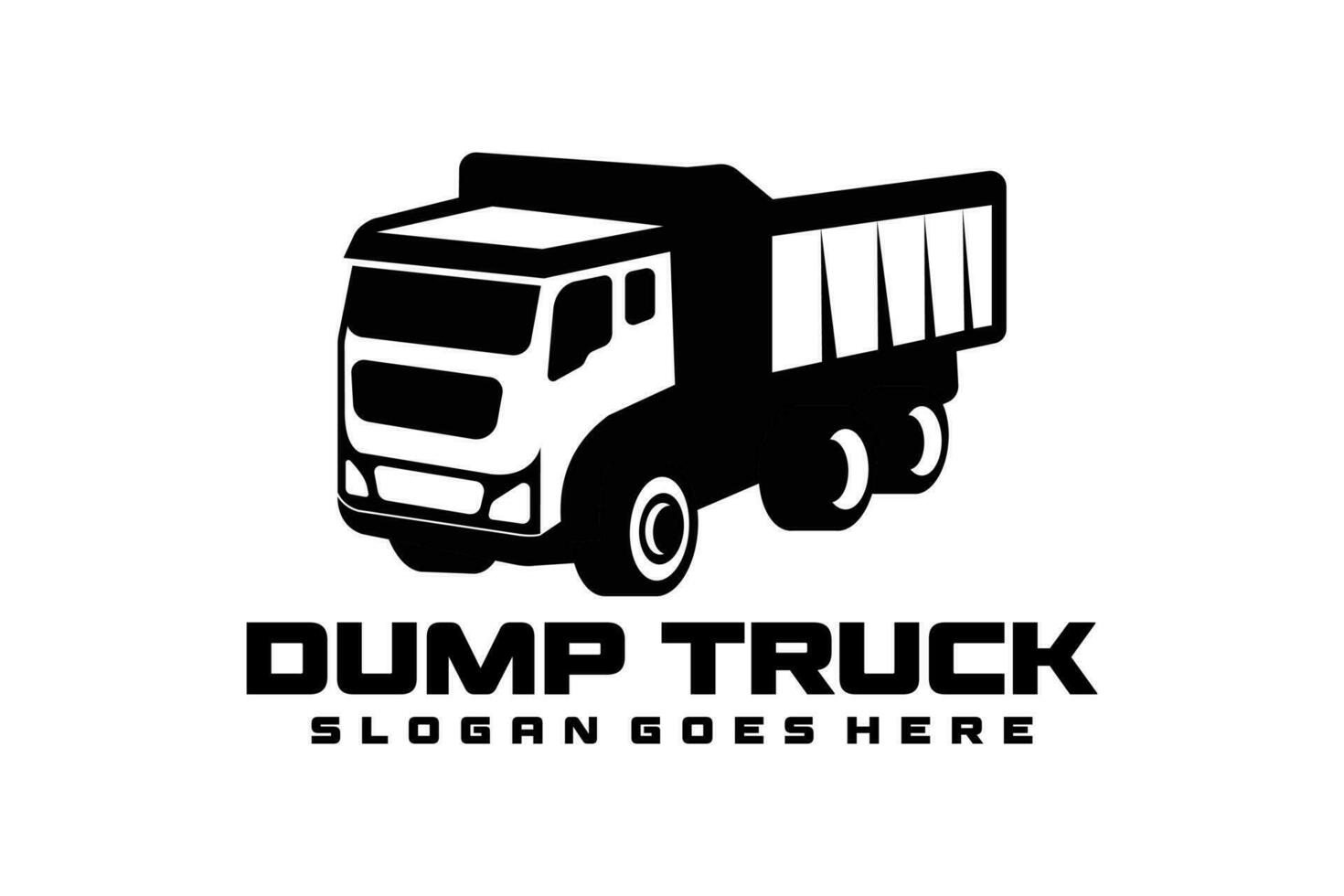 Dump truck, Tipper truck silhouette vector black and white isolated