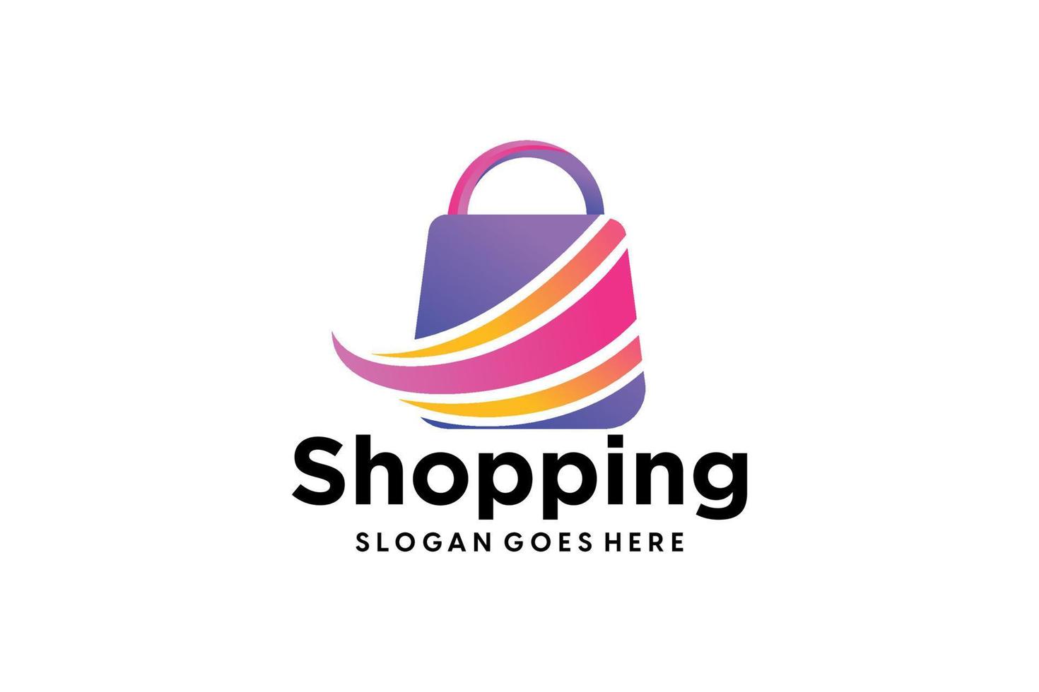 shopping bag logo template, Abstract modern ecommerce logo design vector